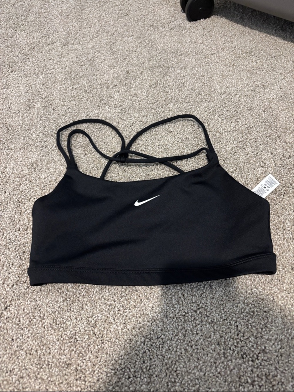 Nike Black Strappy Sports Bra with White Swoosh